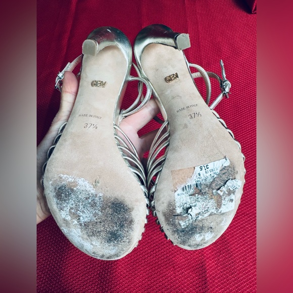 Giambattista Valli T-strap caged peep toe pale golden hint Sandal Eu 37.5 US 7.5 - Picture 5 of 17